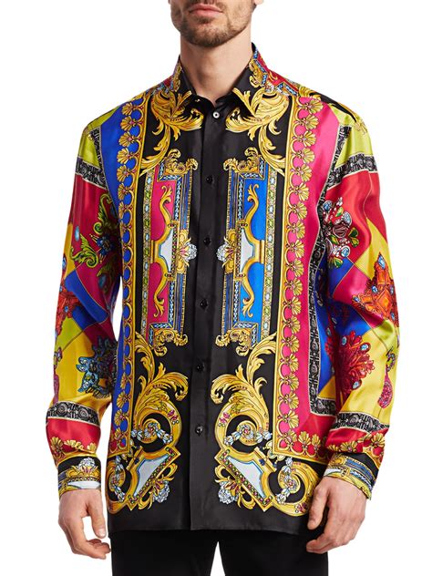 mens versace silk shirts|versace collection men shirt black.